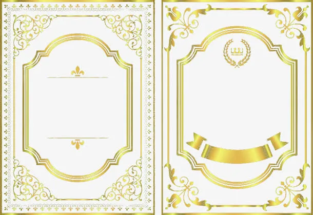 金色华丽花纹边框素材免抠