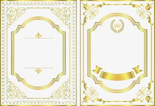 金色华丽花纹边框素材免抠