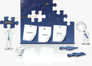 蓝色矢量拼图免抠