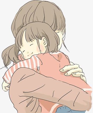 创意高清合成手绘母亲节快乐母女两免抠