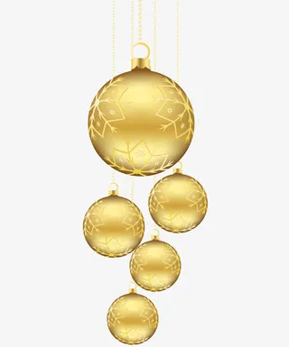 金色雪花装饰圣诞圆球免抠