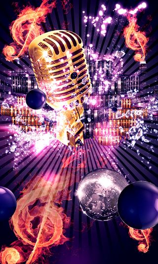 复古歌唱KTV麦海报背景素材高清