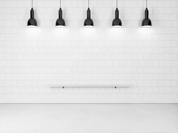 黑色筒灯墙壁效果免抠