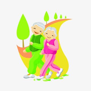 慢跑的老人免抠