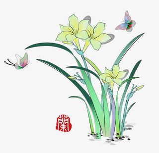 中式风格花鸟图免抠