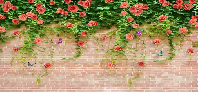 梦幻花朵花墙淘宝全屏海报高清