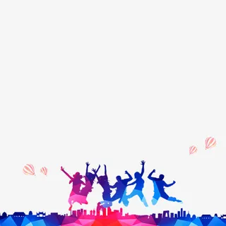 炫彩跳跃的自信人物免抠