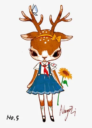 卡通梅花鹿免抠