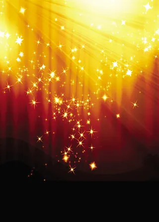 黄色渐变星光春节装饰免抠