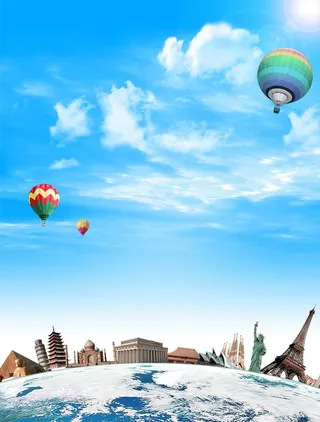 蓝色天空氢气球高清