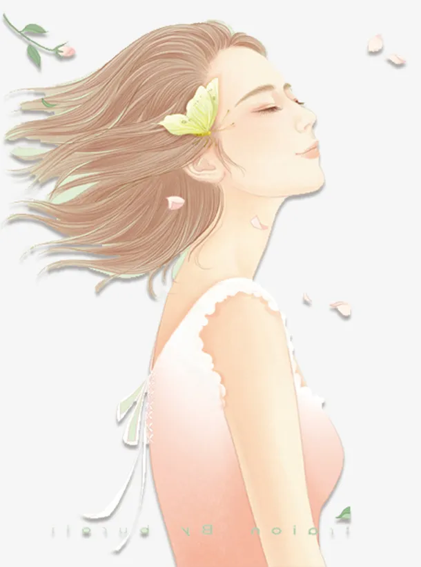 手绘卡通女孩免抠