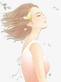 手绘卡通女孩免抠