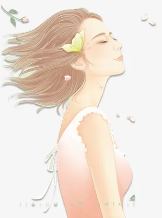 手绘卡通女孩免抠