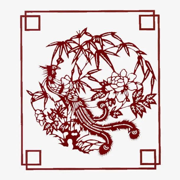 中国风元素竹剪纸素材免抠