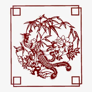 中国风元素竹剪纸素材免抠