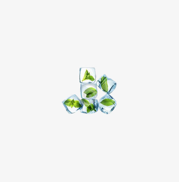 冰块与薄荷叶免抠