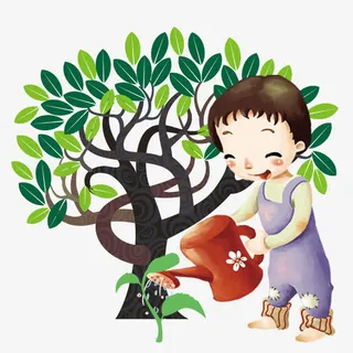 浇水的女孩免抠