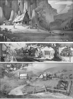 村庄城市动画场景概念设计免抠