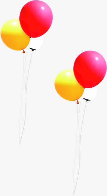 春天手绘红黄色气球免抠