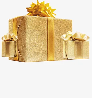 金色的礼品盒免抠节日圣诞节元素