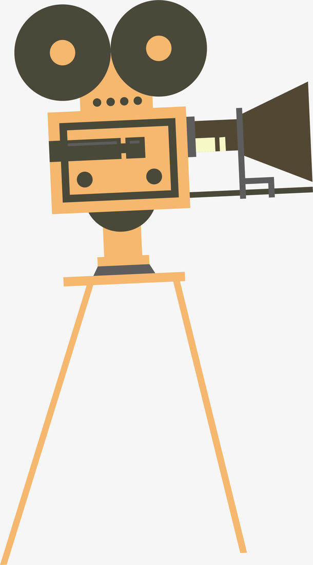 咖啡色扁平电影放映机免抠