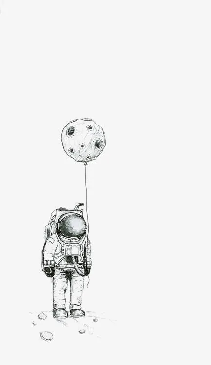 拽着星球气球的宇航员免抠