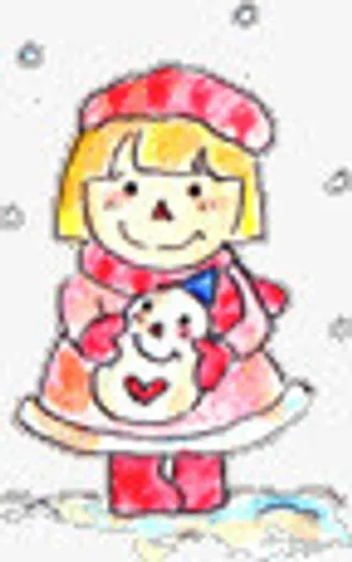 创意合成水彩小女孩和雪人免抠