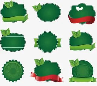 清新绿色标签边框合集免抠