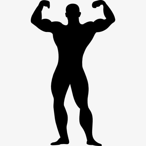 肌肉发达的男人弯曲轮廓图标免抠
