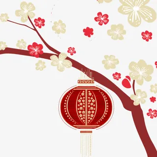 新年灯笼腊梅免抠
