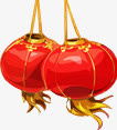 手绘红色新年灯笼免抠