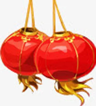 手绘红色新年灯笼免抠