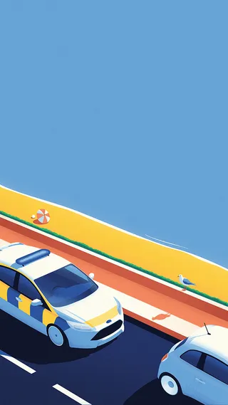 彩色卡通汽车H5背景高清