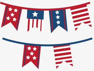 彩带国旗矢量卡通风格免抠