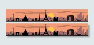 环球旅游城市剪影banner矢量素材高清