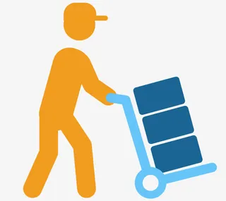 矢量快递人员推货免抠