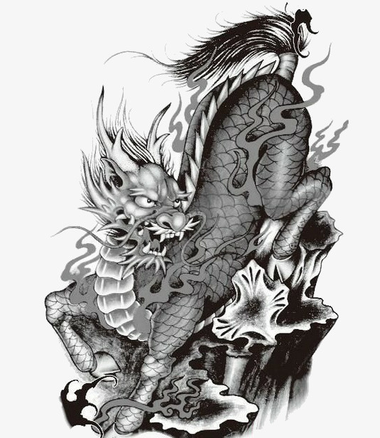 黑白色麒麟图案免抠