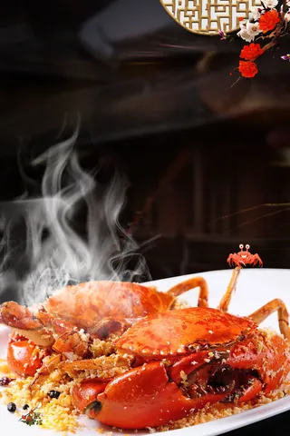 中国风中秋好礼螃蟹礼券海报背景psd高清