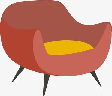 矢量卡通橙红色沙发椅子免抠