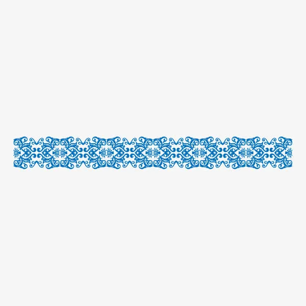 蓝色复古花纹免抠