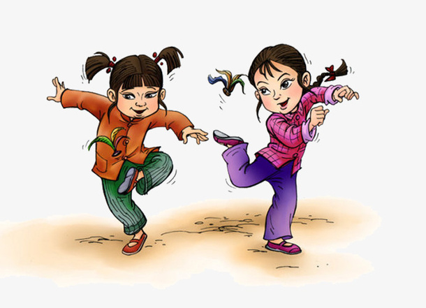 小女孩踢毽子免抠