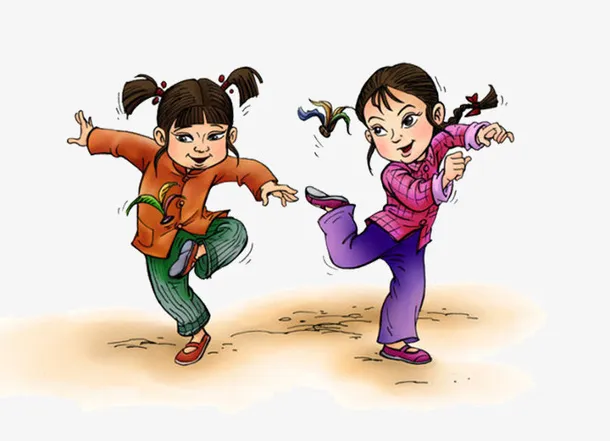 小女孩踢毽子免抠