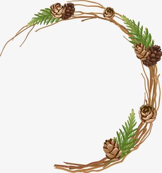 节日素材松果树枝免抠