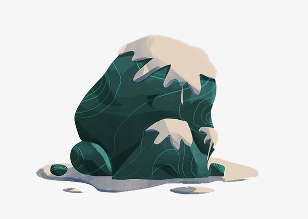绿色石头上的积雪免抠