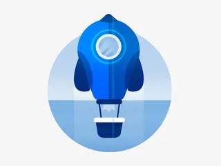 蓝色热气球免抠