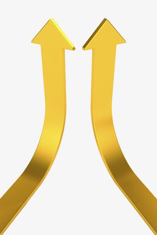 金黄色向上圆弧箭头免抠