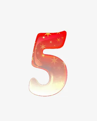 渐变红旗字母数字5免抠