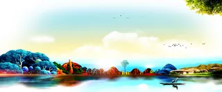 节日中国风水彩蓝色淘宝海报背景高清