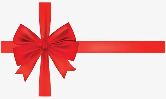 卡片礼包 红色蝴蝶结免抠