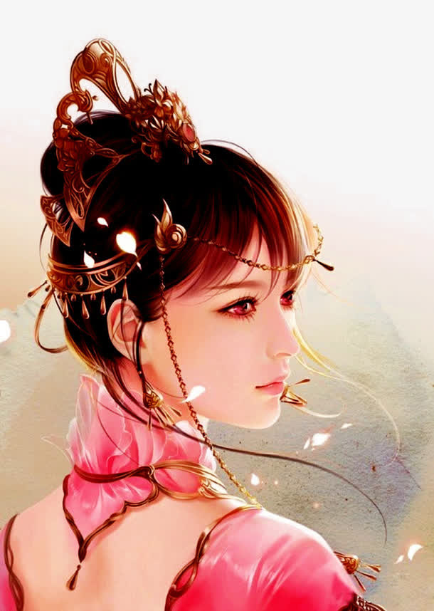 卡通手绘逼真少女免抠